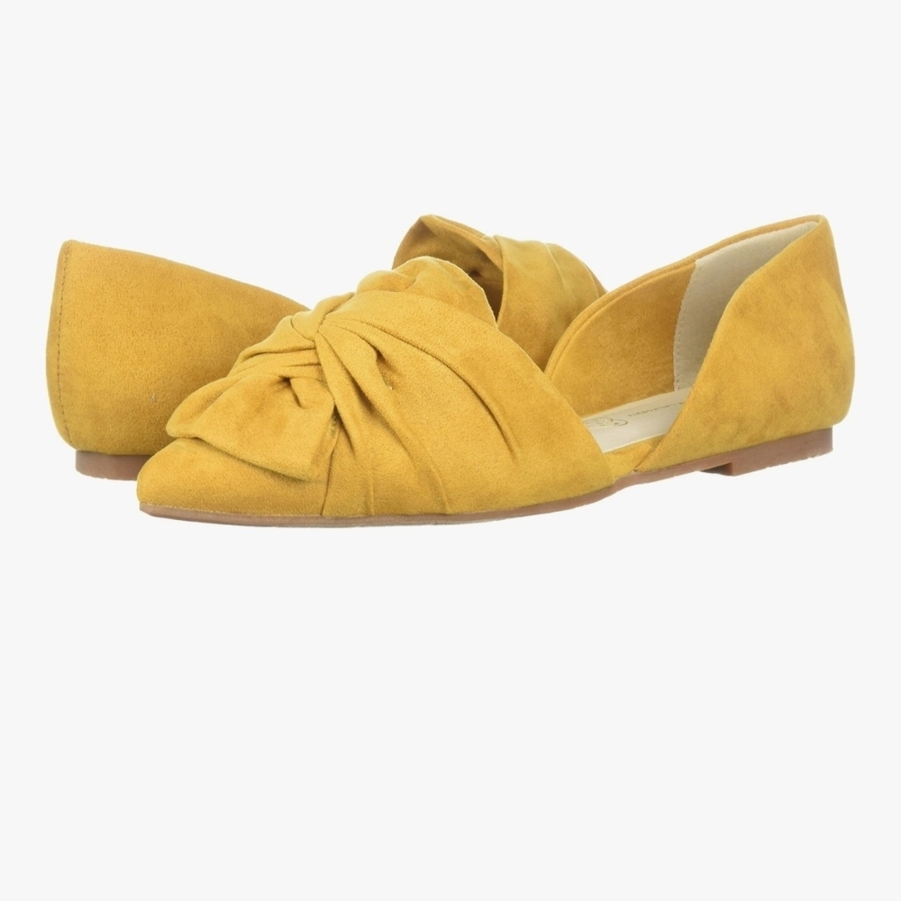 BC Footwear  Mustard Yellow Flats with Knotted Detail
